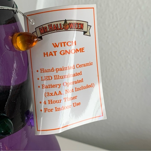 Mr. Halloween Light Up Witch Ceramic Gnome Tree Spooky Boo Scary Decor Green - Picture 5 of 12